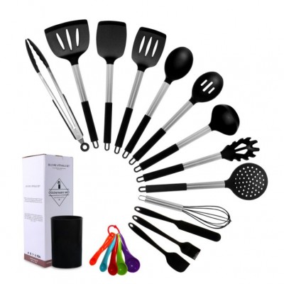 Food Grade Silicone Nonstick Kitchen Utensils Stainless Steel Handle Cookware