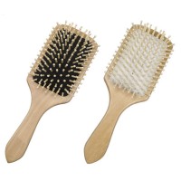 100% Natural Wooden Paddle Hair Brush for All Hair Types, Massage Cushion Hair Brush