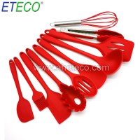 High Quality Wholesale Red Easy Clean Silicone Cooking Utensilio Set 10 Pieces Set Silicone Kitchen Utensils